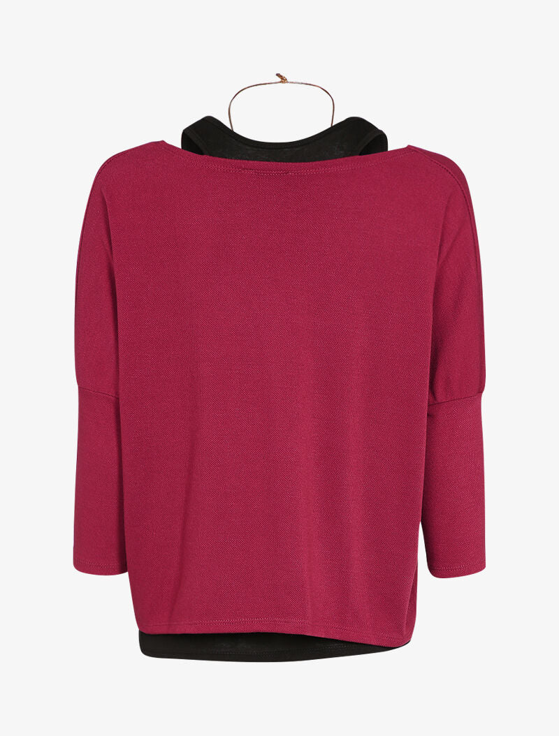 Pull oversize manches dolman et débardeur - Bordeaux - 2