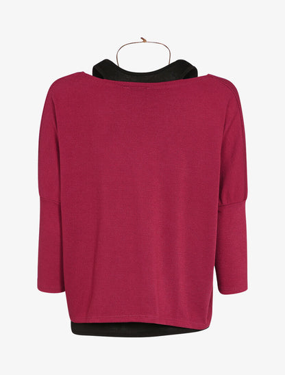 Pull oversize manches dolman et débardeur - Bordeaux - 2