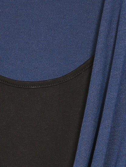 Pull fin à superposition et col cache-coeur - Bleu marine - 4