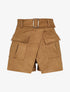 Short style jupe portefeuille en suédine - Camel - 1