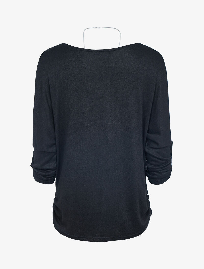 Pull chauve souris avec sautoir - Noir - 2