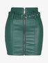 Mini jupe crayon à zip en simili - Vert sapin - 1