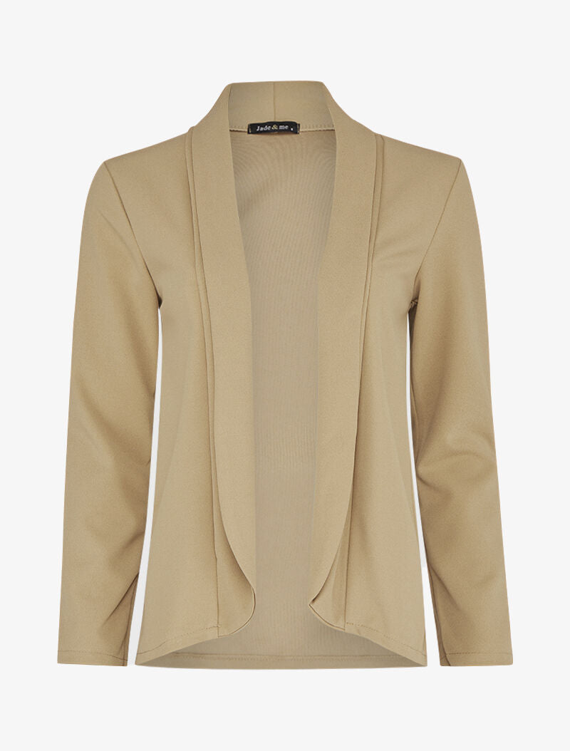 Veste ouverte à encolure droite à rabat - Beige - 1