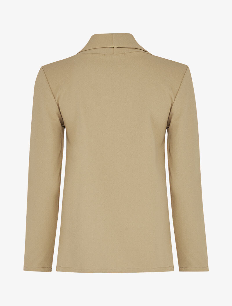 Veste ouverte à encolure droite à rabat - Beige - 2