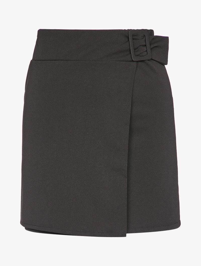 Jupe portefeuille à boucle carrée - Noir - 1