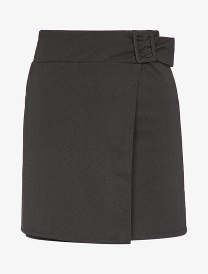 Jupe portefeuille à boucle carrée - Noir - 1