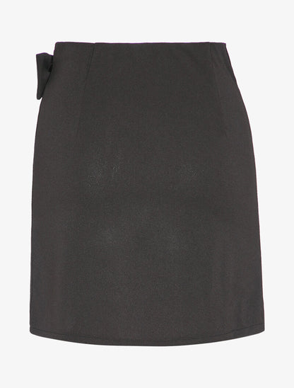 Jupe portefeuille à boucle carrée - Noir - 2