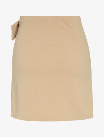 Jupe portefeuille à boucle carrée - Beige - 2