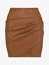 Mini jupe portefeuille en simili - Marron - 4