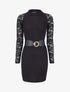 Robe pull cintrée et manches en dentelle - Noir - 1