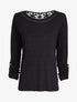 Pull à dos long en crochet - Noir - 1