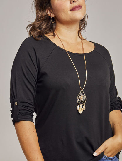 Tunique oversize avec sautoir - Noir - 5