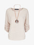 Pull à manches chauve-souris rabattables - Beige - 4