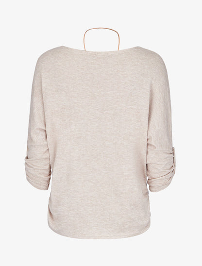 Pull à manches chauve-souris rabattables - Beige - 2