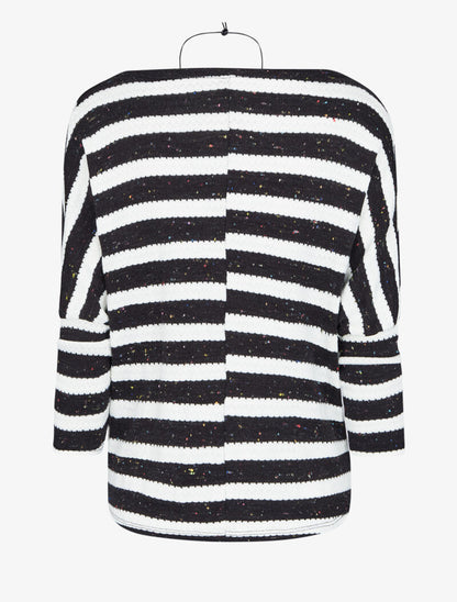 Pull marinière à col bénitier - Noir - 2