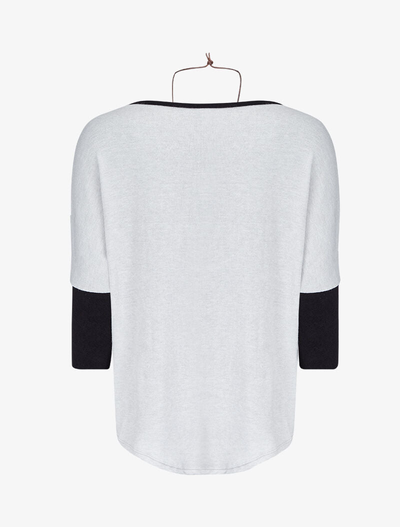 Pull dolman oversize avec sautoir - Gris clair - 2
