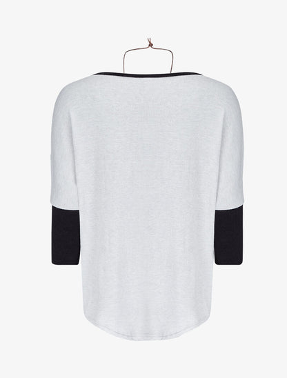 Pull dolman oversize avec sautoir - Gris clair - 2