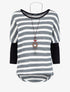 Pull marinière dolman à dos long - Gris - 1