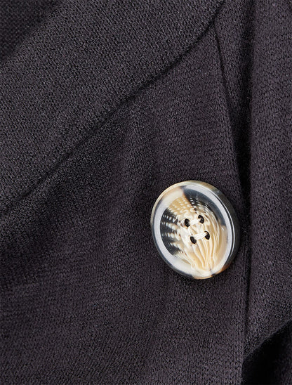 Pull fin à boutonnière décorative - Noir - 4