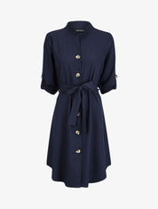 Robe chemise unie - Marine - 1