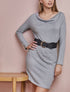 Robe pull droite à encolure bénitier - Gris chiné - 5