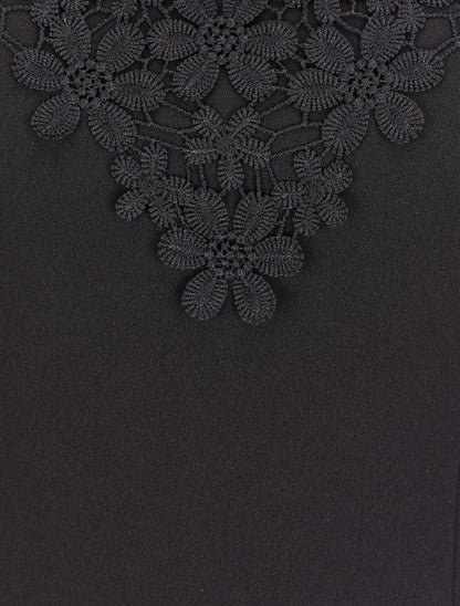 Body à plastron en dentelle - Noir - 3