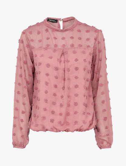 Top uni orné de plumetis - Rose - 4