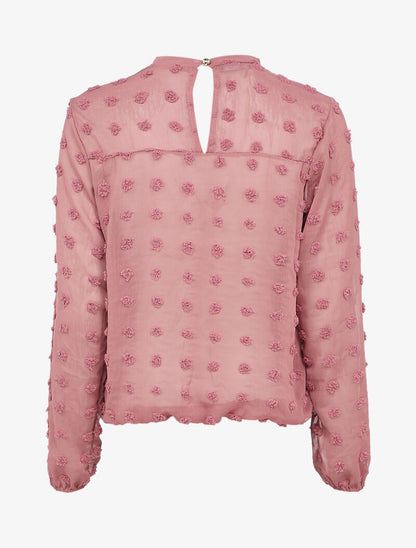 Top uni orné de plumetis - Rose - 2