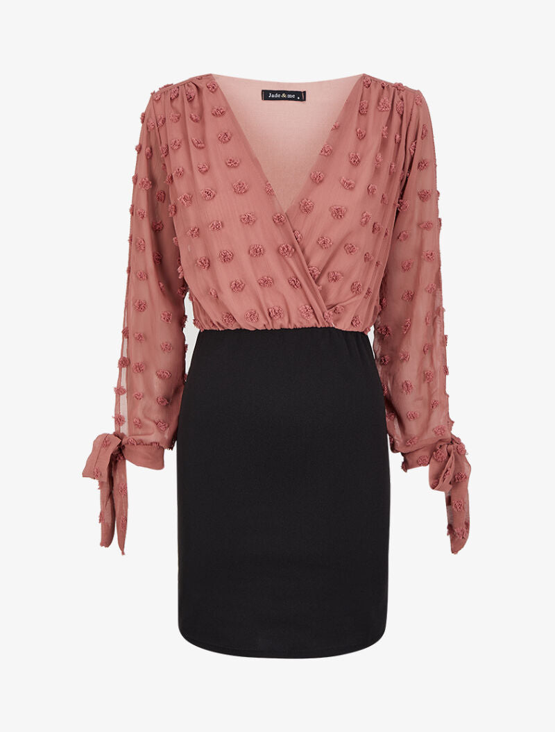 Robe cache-coeur à plumetis - Rose - 4