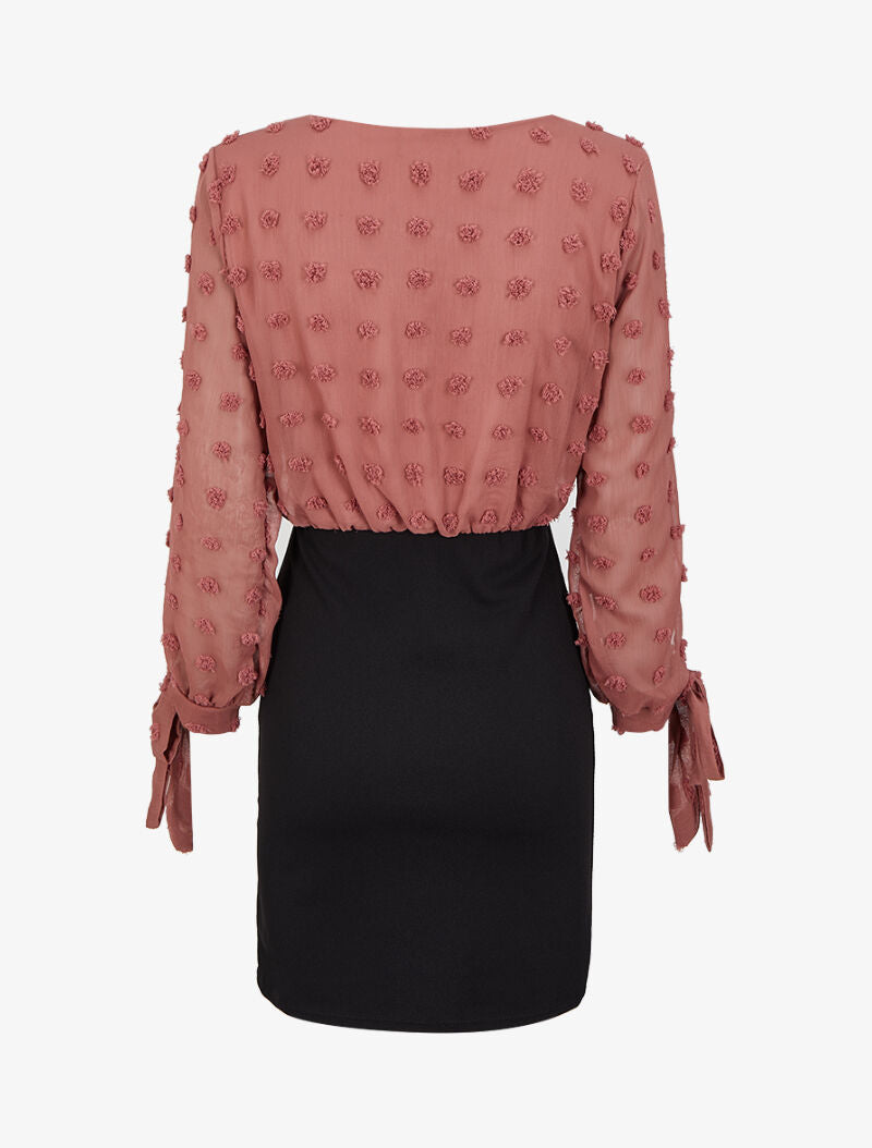 Robe cache-coeur à plumetis - Rose - 2