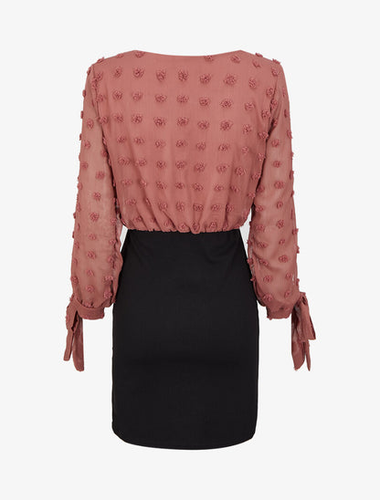 Robe cache-coeur à plumetis - Rose - 2