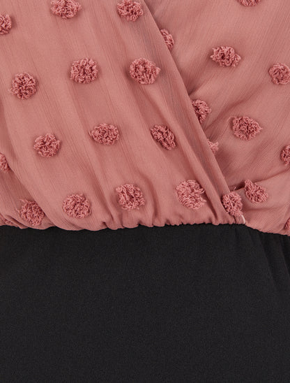 Robe cache-coeur à plumetis - Rose - 3