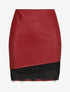 Mini jupe en simili à bord asymétrique en dentelle - Rouge - 1