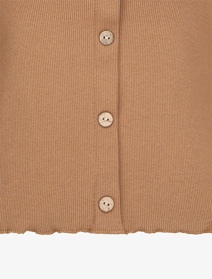 Top côtelé à bords ondulés - Camel - 3