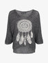Pull oversize en maille crochet imprimé - Noir - 1