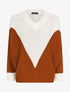 Pull oversize bicolore coupe chauve-souris - Rouille/blanc - 4