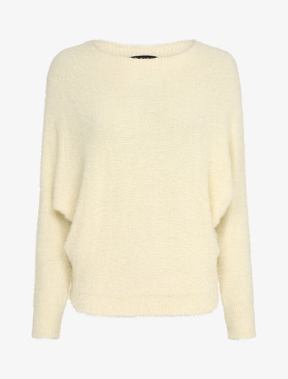 Pull duveteux oversize coupe chauve-souris - Beige - 1