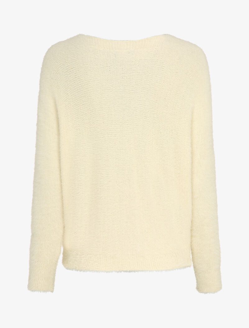 Pull duveteux oversize coupe chauve-souris - Beige - 2