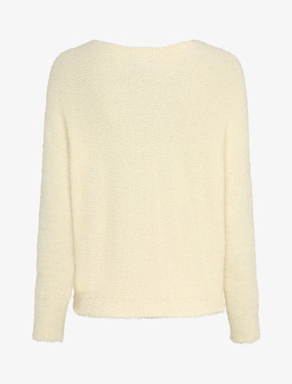 Pull duveteux oversize coupe chauve-souris - Beige - 2