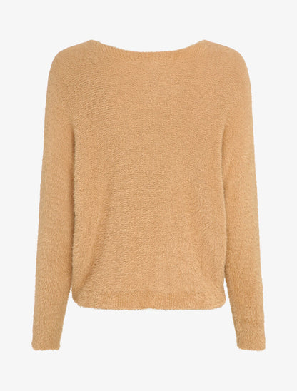 Pull duveteux oversize coupe chauve-souris - Camel - 2