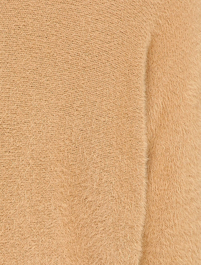 Pull duveteux oversize coupe chauve-souris - Camel - 3