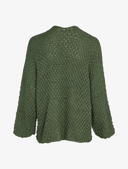 Gilet ouvert à manches raglan et poches plaquées - Kaki - 2