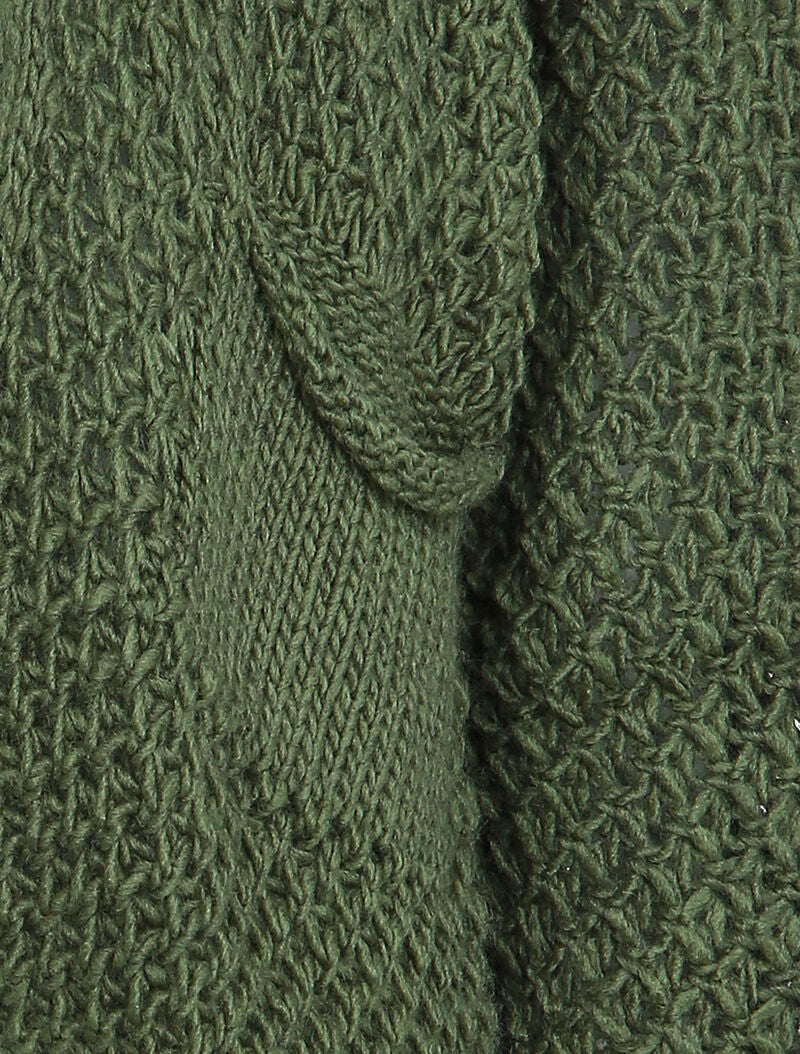 Gilet ouvert à manches raglan et poches plaquées - Kaki - 3