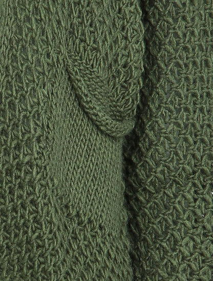 Gilet ouvert à manches raglan et poches plaquées - Kaki - 3
