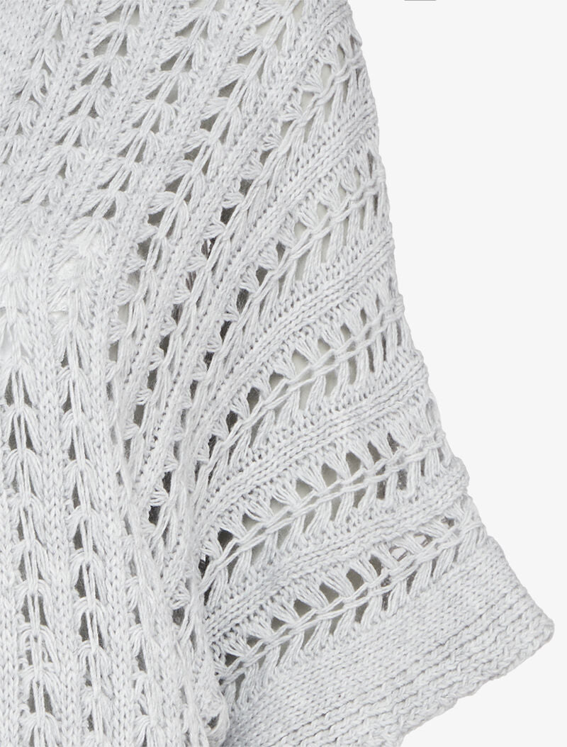 Gilet en maille ajourée à manches courtes style kimono - Gris clair - 3