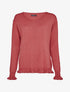 Pull à manches et bords volantés - Rose foncé - 1