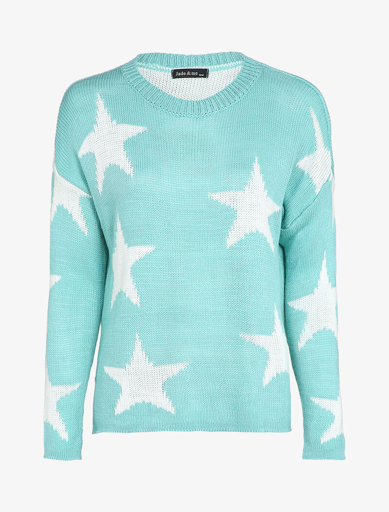 Pull imprimé étoiles - Bleu ciel - 1