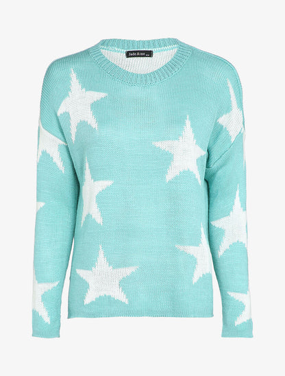 Pull imprimé étoiles - Bleu ciel - 1