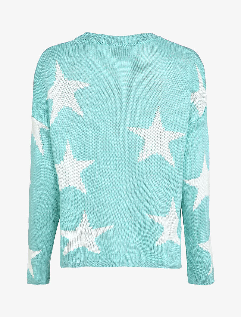 Pull imprimé étoiles - Bleu ciel - 2