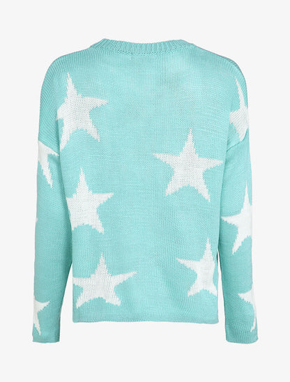 Pull imprimé étoiles - Bleu ciel - 2